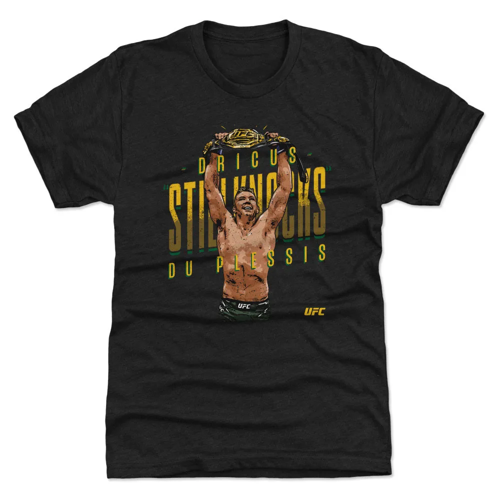 Men's 500 Level Heather Black Dricus Du Plessis "Stillknocks" Premium Tri-Blend T-Shirt sold by UFC