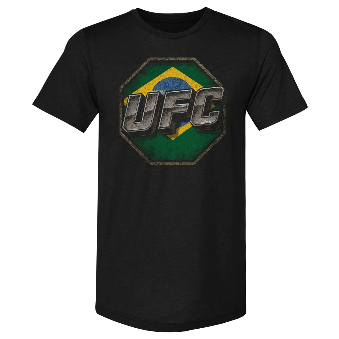 Men's 500 Level Heather Black UFC Brazil Flag Tri-Blend T-Shirt sold by UFC