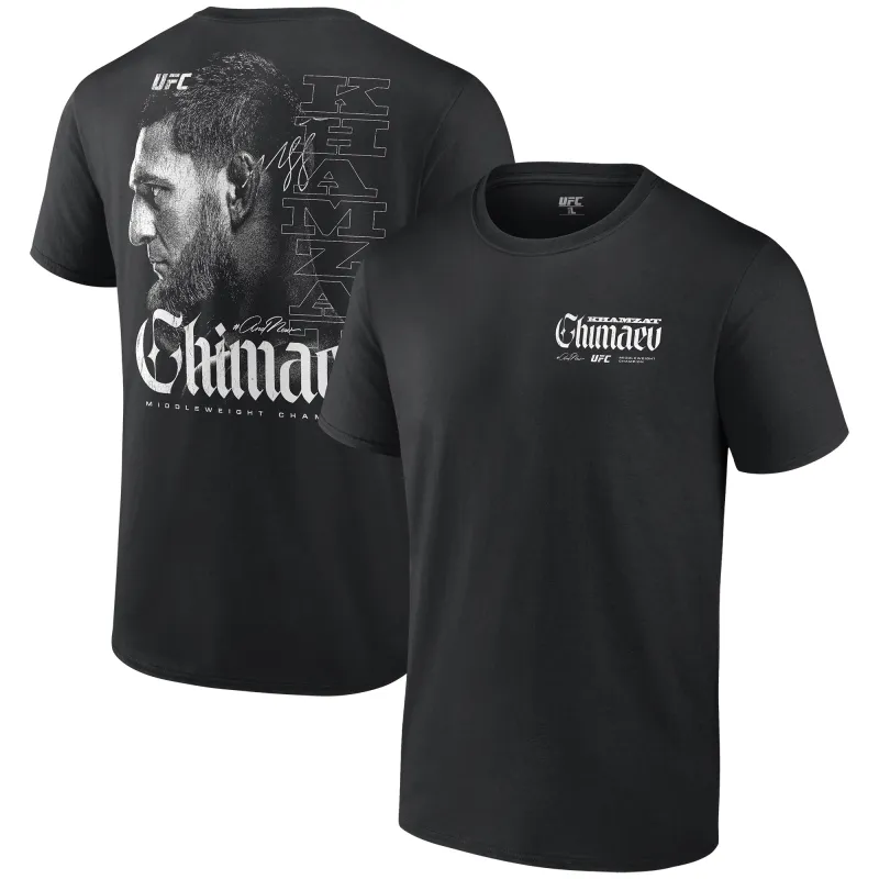 Men's Black Khamzat Chimaev UFC 319 #AndNew World Men's Middleweight Champion T-Shirt sold by UFC