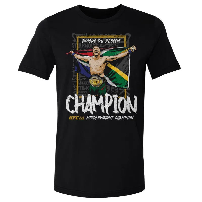 Men's 500 Level Black Dricus Du Plessis UFC 305 Middleweight Champion of the World T-Shirt sold by UFC