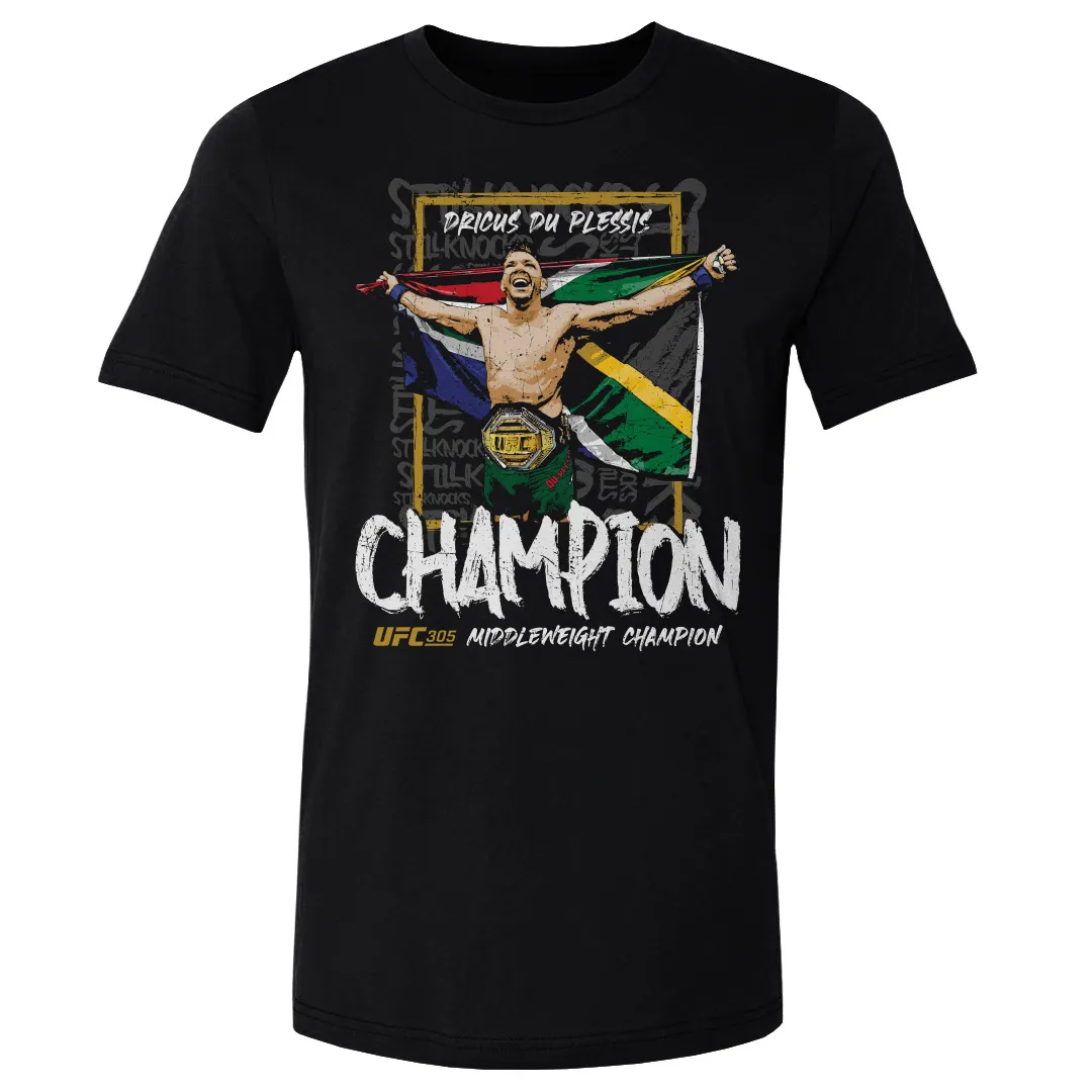 Men's 500 Level Black Dricus Du Plessis UFC 305 Middleweight Champion of the World T-Shirt sold by UFC