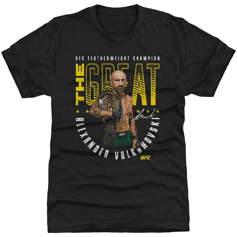 Men's 500 Level  Heather Black Alexander Volkanovski "The Great" Pose Premium Tri-Blend T-Shirt sold by UFC