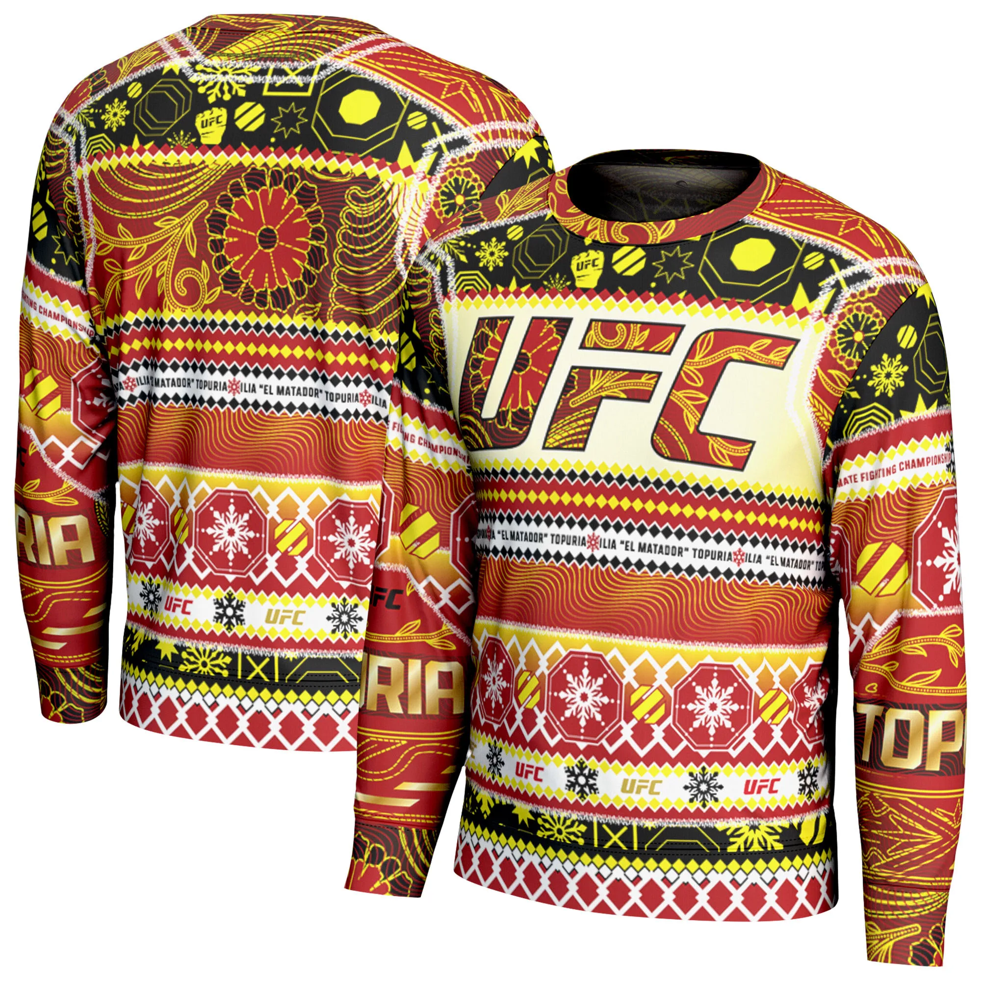 Men's ProSphere Orange Ilia Topuria 2025 Holiday Sweater sold by UFC