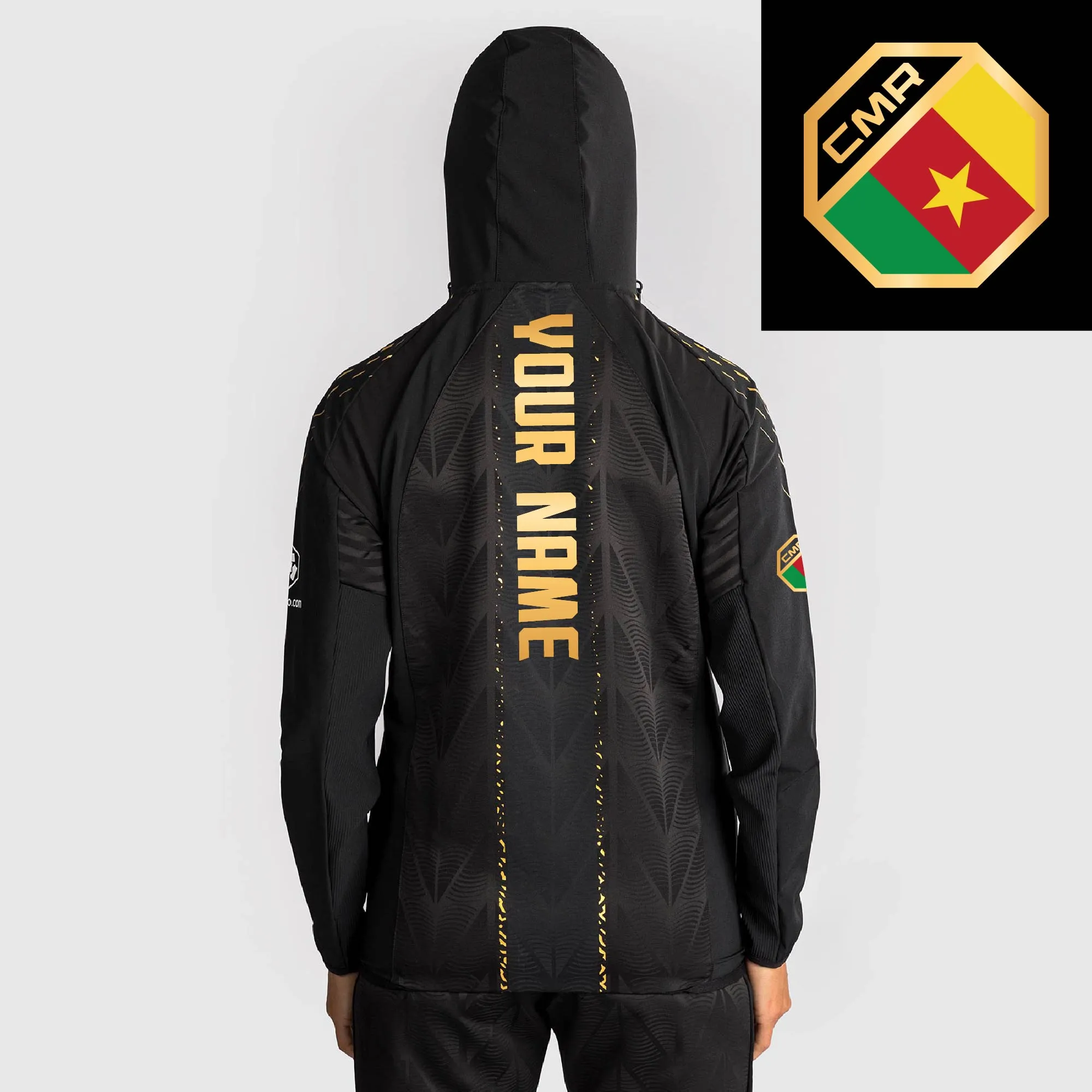 Women's UFC Zenith by Venum Black/Gold Authentic Fight Night Cameroon Personalized Champion Full-Zip Walkout Hoodie sold by UFC