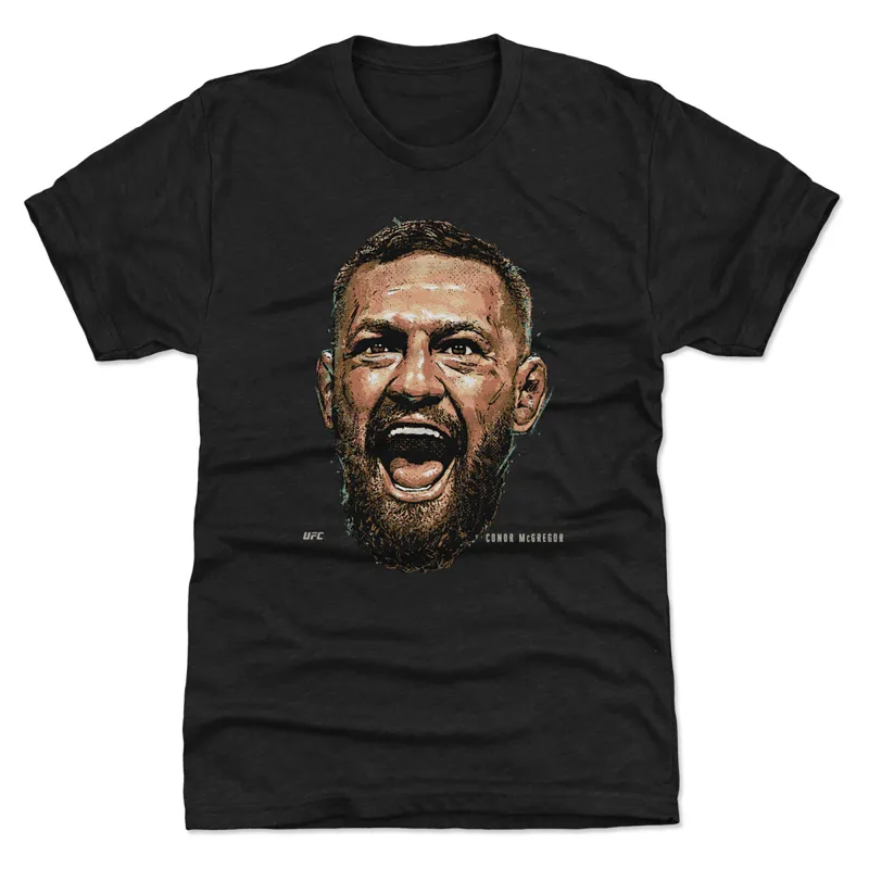 Men's 500 Level Heather Black Conor McGregor Portrait Premium Tri-Blend T-Shirt sold by UFC