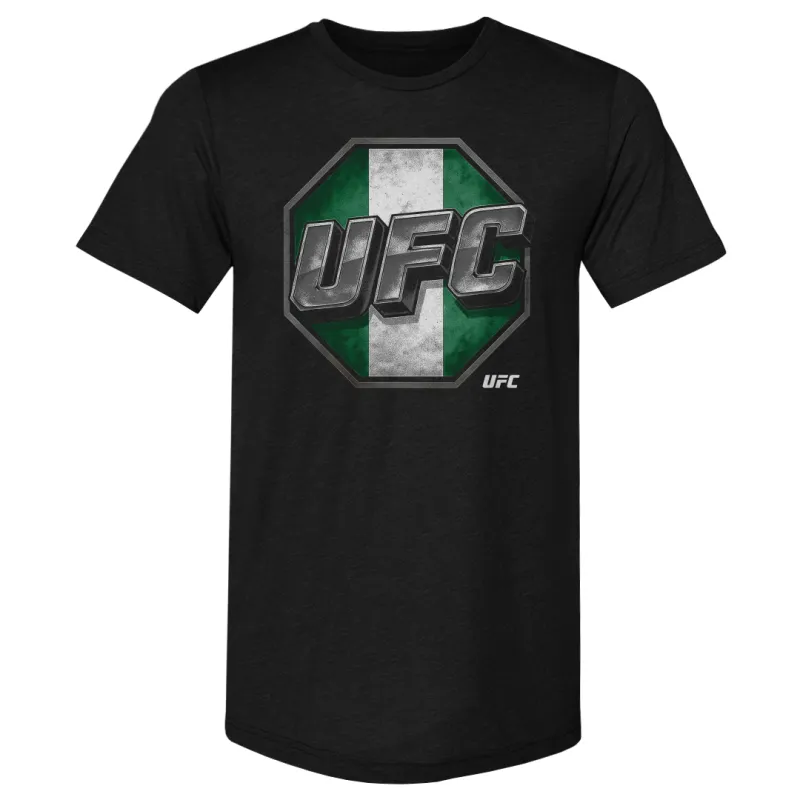 Men's 500 Level Heather Black UFC Nigeria Flag Tri-Blend T-Shirt sold by UFC