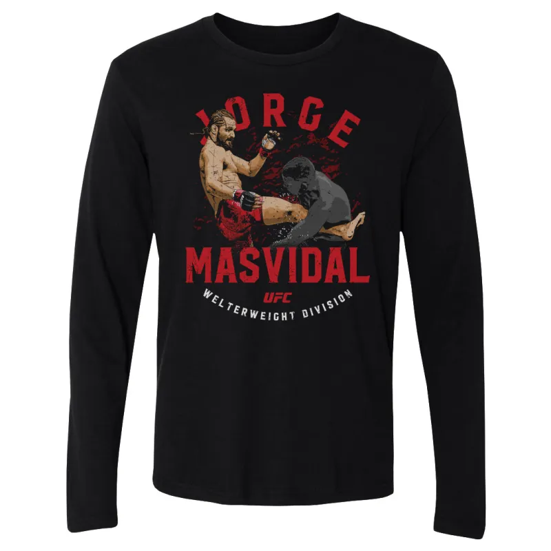 Men's  Black Jorge Masvidal Body Kick Long Sleeve T-Shirt sold by UFC