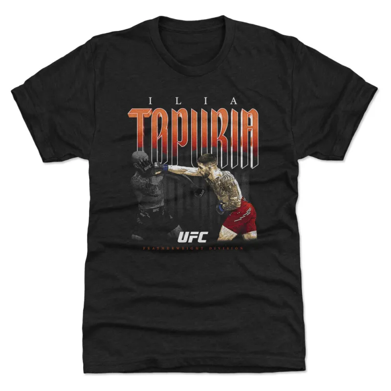 Men's  Black Ilia Topuria Retro Bitmap Premium T-Shirt sold by UFC