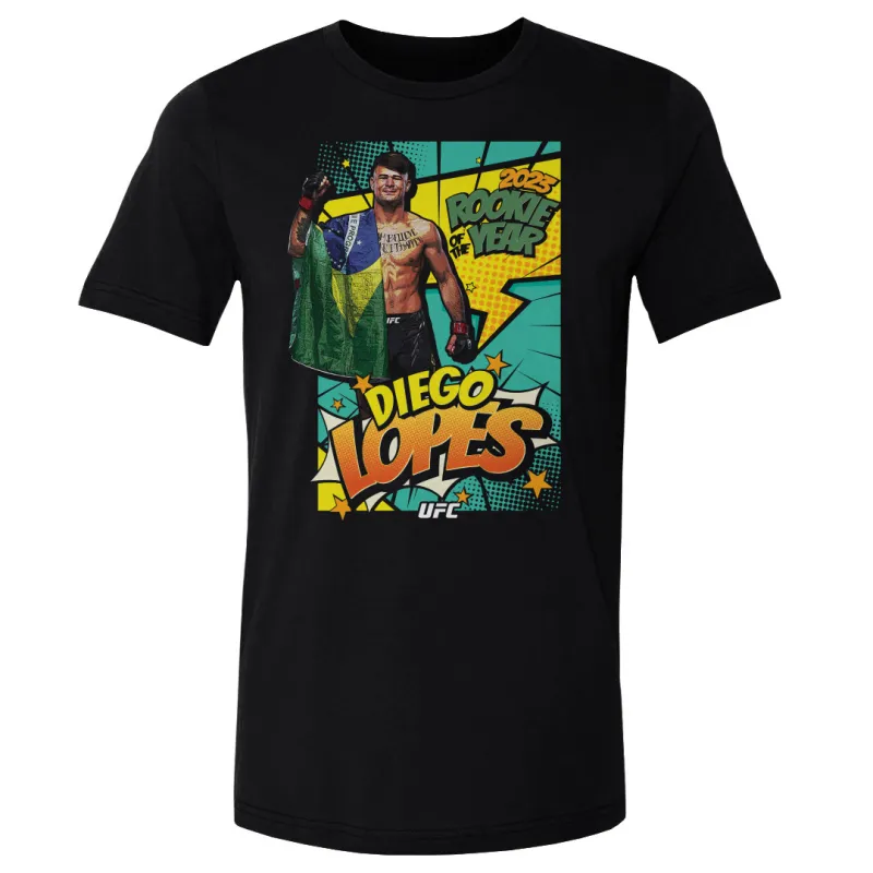 Men's 500 Level  Black Diego Lopes Comic Book 2023 Rookie of the Year T-Shirt sold by UFC