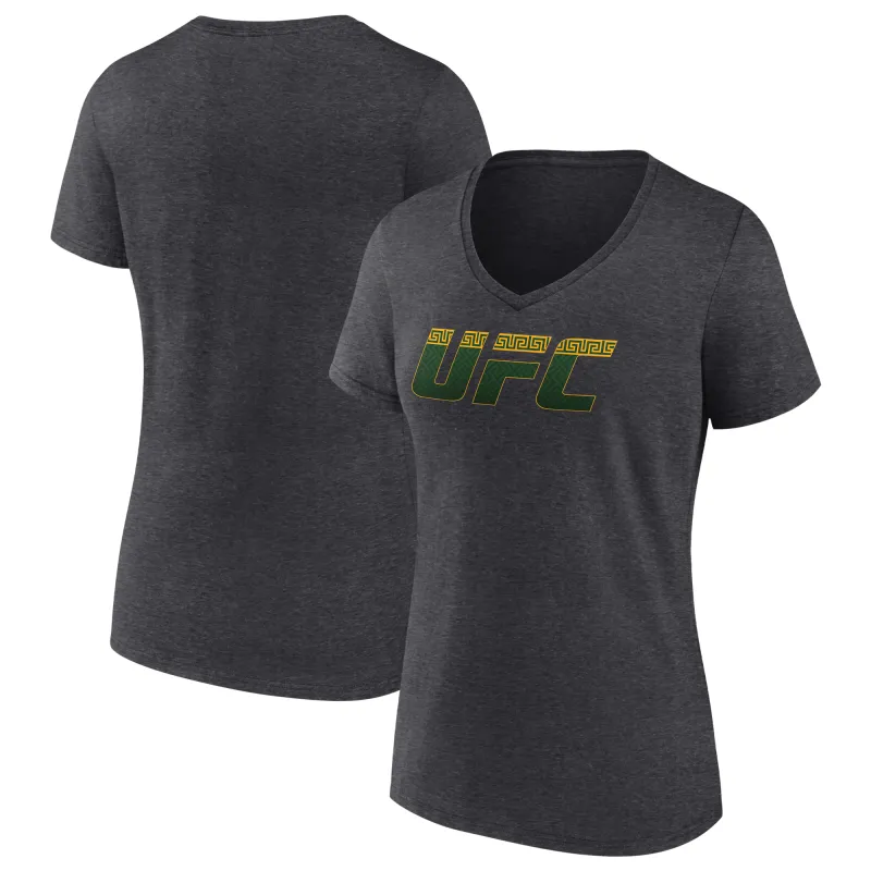 Women's Charcoal Alexander Volkanovski Unrivaled UFC Logo V-Neck T-Shirt sold by UFC