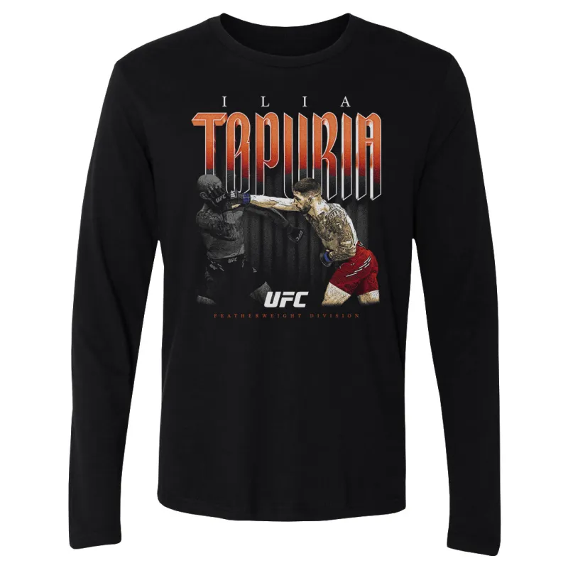 Men's 500 Level Black Ilia Topuria Retro Bitmap Long Sleeve T-Shirt sold by UFC