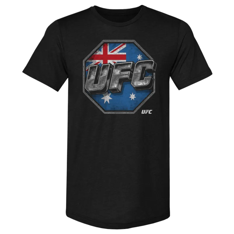 Men's 500 Level Heather Black UFC Australia Flag Tri-Blend T-Shirt made by UFC