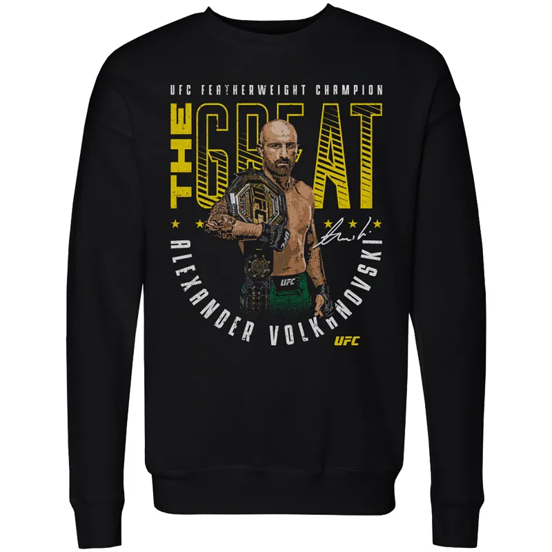 Men's 500 Level  Black Alexander Volkanovski "The Great" Pose Pullover Sweatshirt sold by UFC