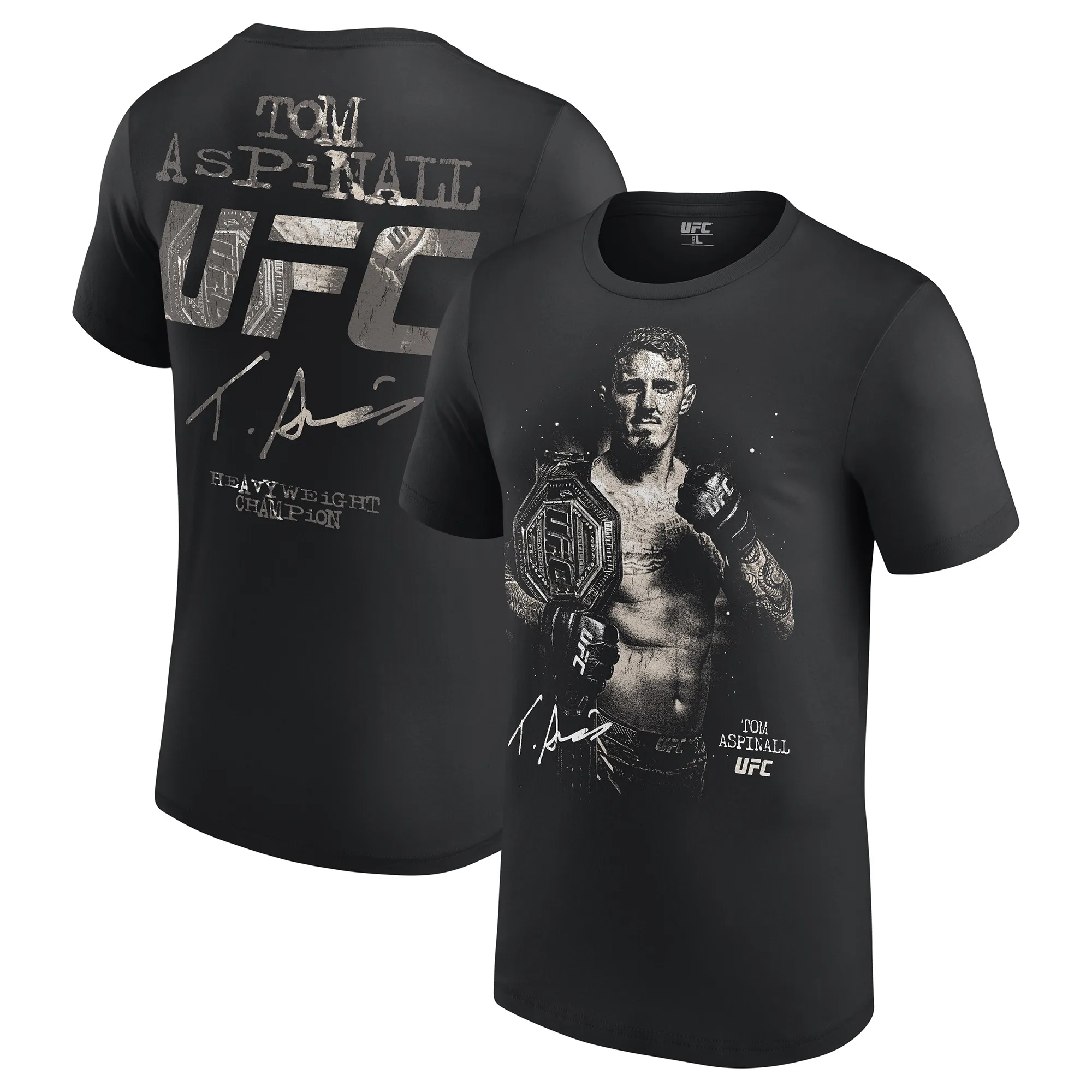 Men's UFC Black Tom Aspinall Heavyweight Champ T-Shirt sold by UFC