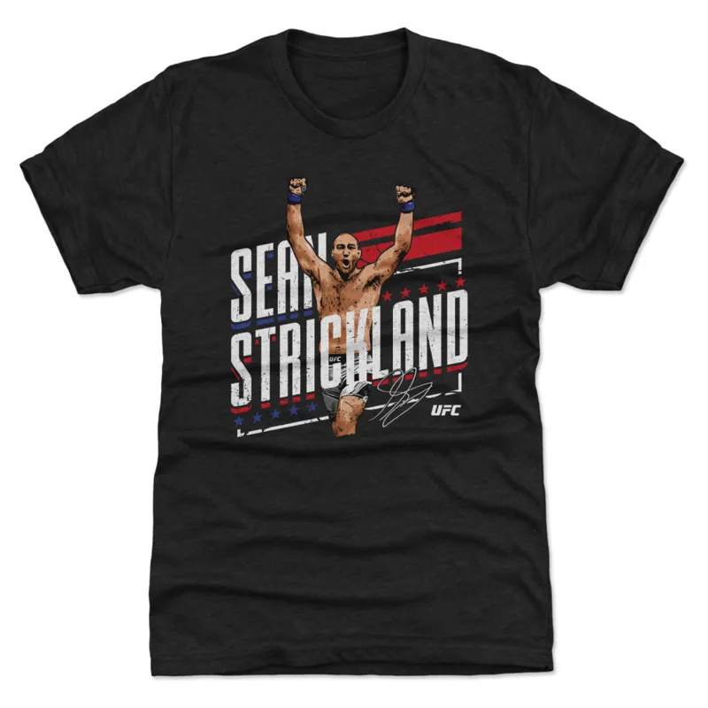 Men's 500 Level  Heather Black Sean Strickland Stars & Stripes Premium Tri-Blend T-Shirt sold by UFC