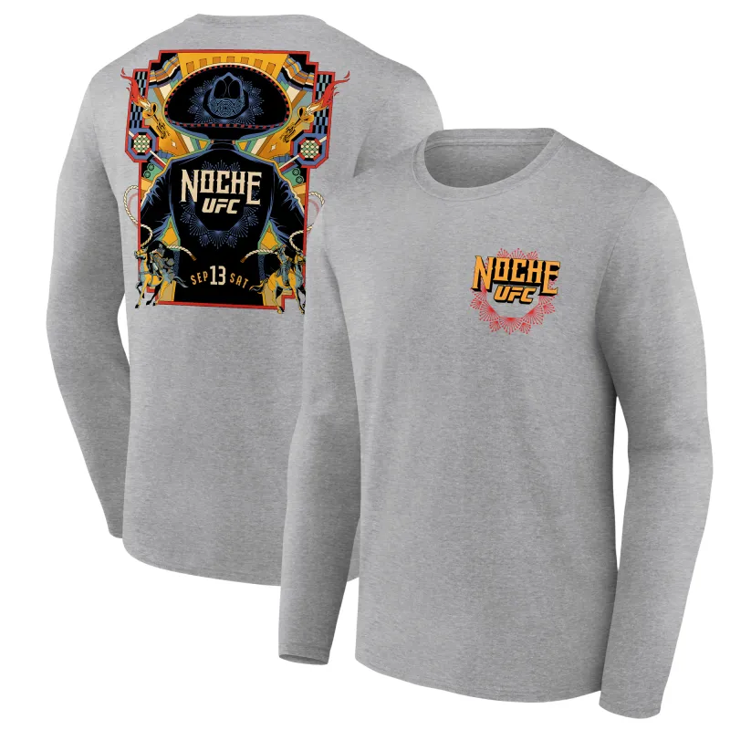 Men's Gray Noche UFC Long Sleeve T-Shirt made by UFC