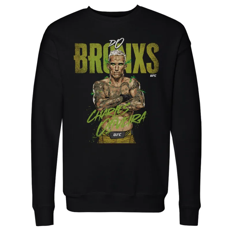 Men's 500 Level  Black Charles Oliveira "Do Bronx" Pullover Sweatshirt sold by UFC