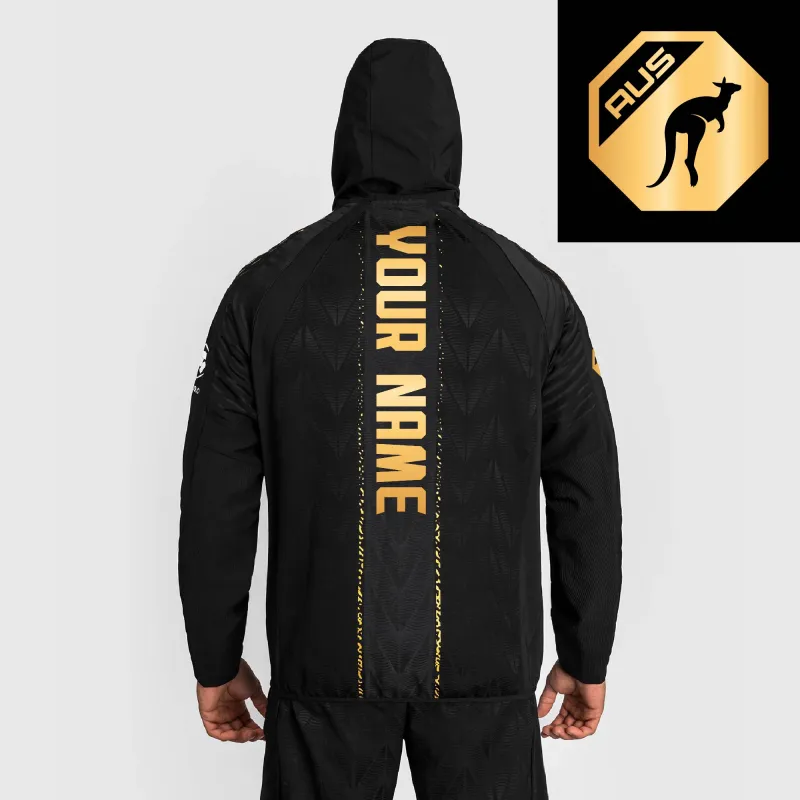 Men's UFC Zenith by Venum Black/Gold Authentic Fight Night Australia Personalized Champion Full-Zip Walkout Hoodie sold by UFC