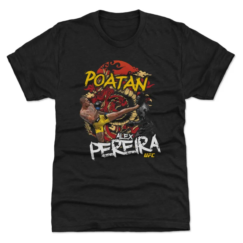 Men's 500 Level  Heather Black Alex Pereira "Poatan" Premium Tri-Blend T-Shirt sold by UFC