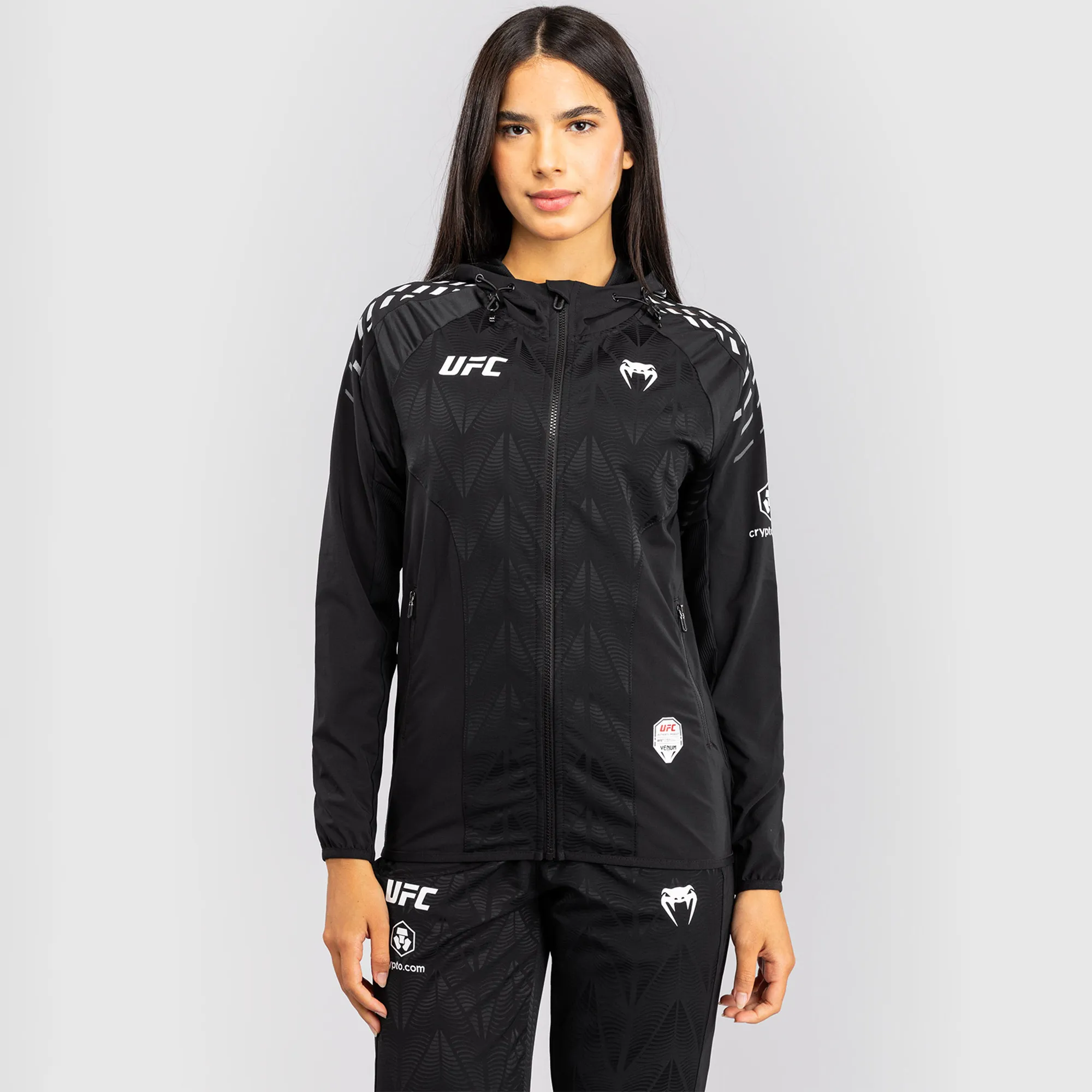 Women's UFC Zenith by Venum Black Authentic Fight Night Full-Zip Walkout Hoodie sold by UFC