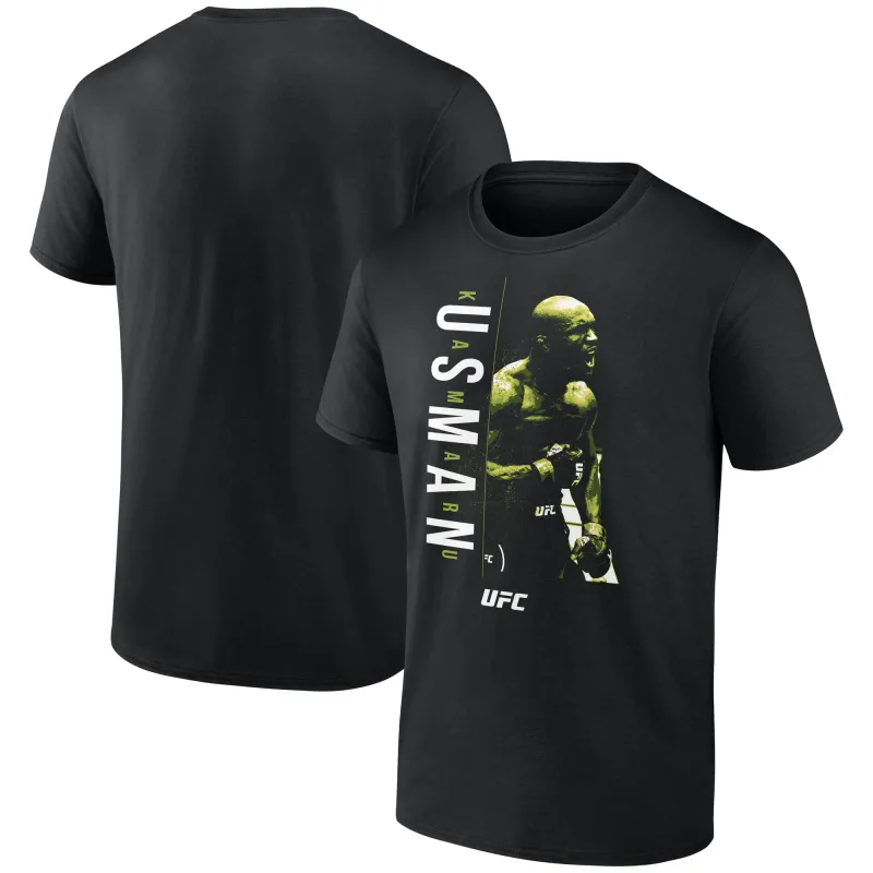 Men's Black Kamaru Usman Fighter Graphic T-Shirt made by UFC