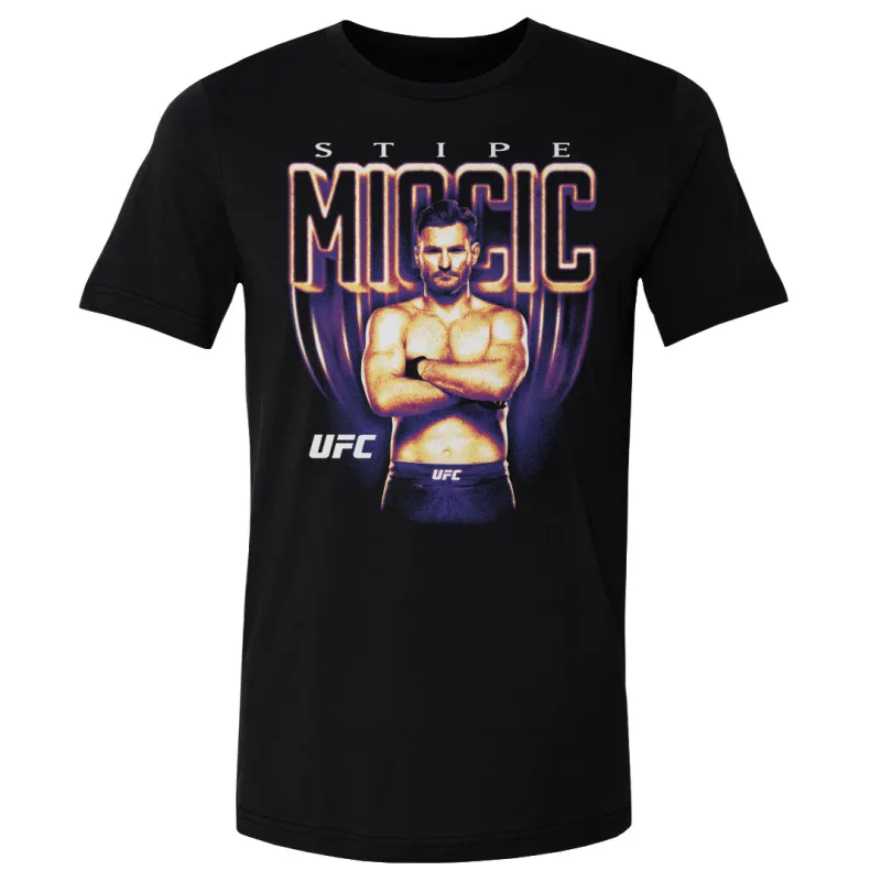 Men's  Black Stipe Miocic Retro Bitmap T-Shirt sold by UFC