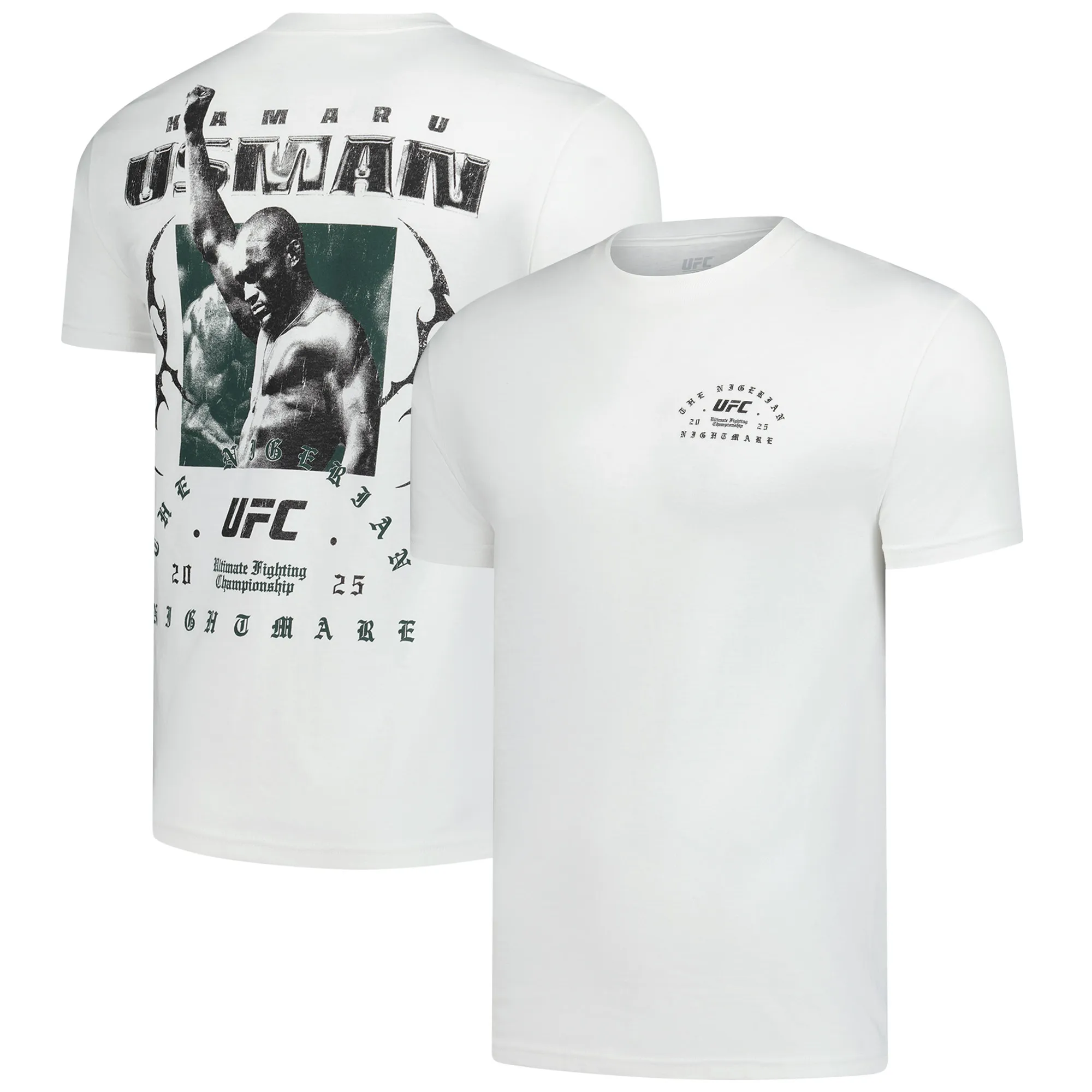 Men's UFC White Kamaru Usman Nightmare T-Shirt sold by UFC
