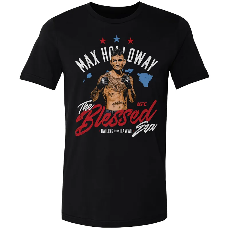 Men's 500 Level  Black Max Holloway "Blessed" Hawaii T-Shirt sold by UFC