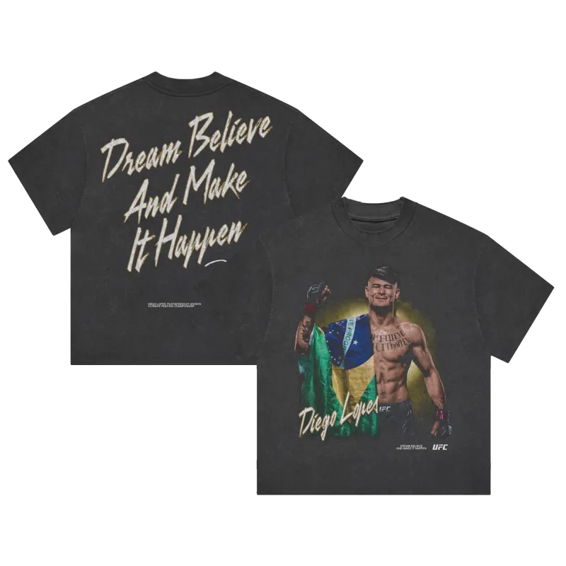 Men's Heather Black Diego Lopes Make It Happen Boxy T-Shirt sold by UFC