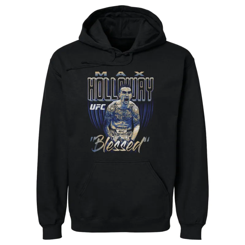 Men's 500 Level Black Max Holloway Bitmap Pullover Hoodie sold by UFC