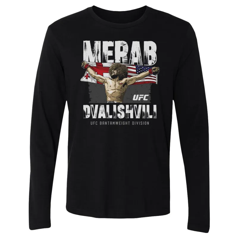Men's 500 Level Black Merab Dvalishvili Flag Long Sleeve T-Shirt sold by UFC