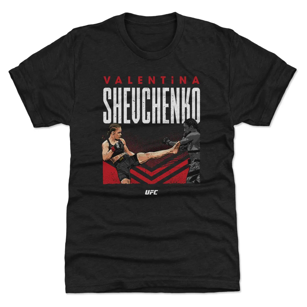 Men's 500 Level Heather Black Valentina Shevchenko Front Kick Premium Tri-Blend T-Shirt sold by UFC