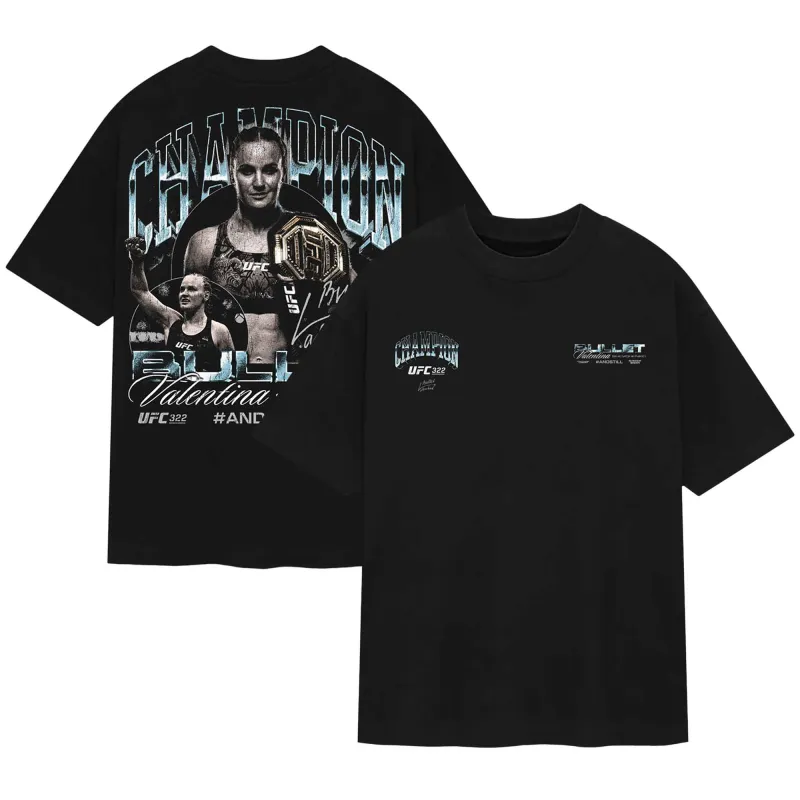Men's Black Valentina Shevchenko UFC 322 #AndStill Women's Flyweight Champion T-Shirt sold by UFC