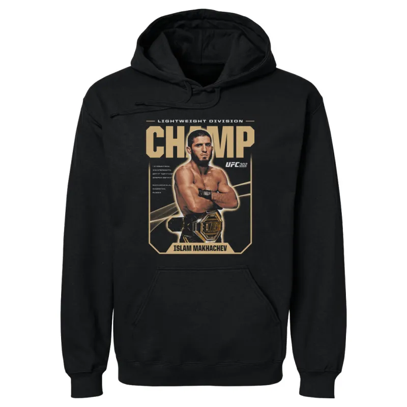 Men's 500 Level Black Islam Makhachev UFC 302 Lightweight Champion Pullover Hoodie sold by UFC
