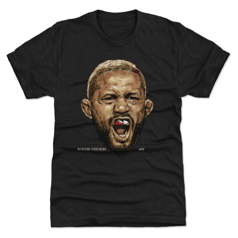 Men's 500 Level  Heather Black Deiveson Figueiredo  Premium Tri-Blend T-Shirt sold by UFC