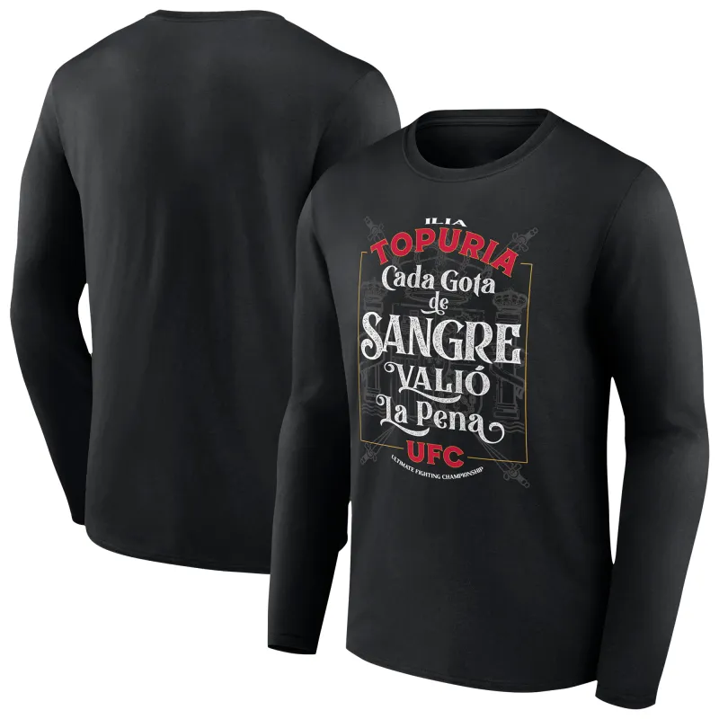 Men's  Black Ilia Topuria Sangre Long Sleeve T-Shirt sold by UFC