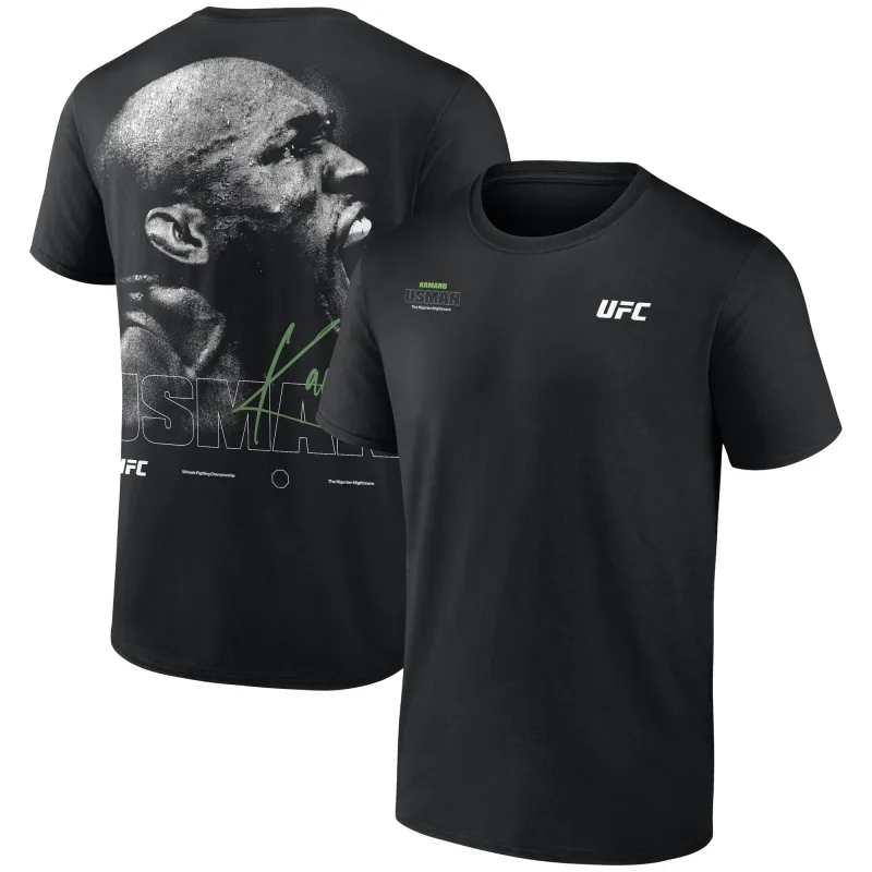 Men's Black Kamaru Usman Fighter Graphic T-Shirt made by UFC