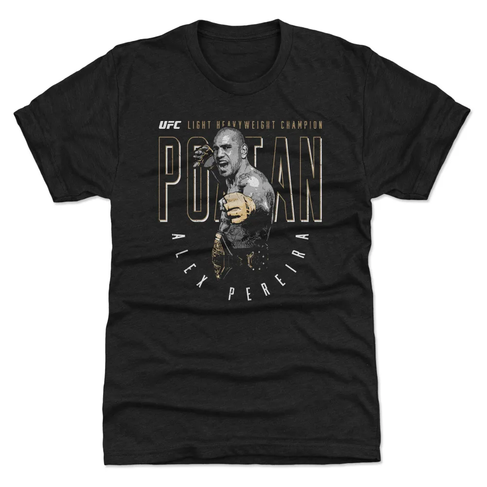 Men's 500 Level Heather Black Alex Pereira Arrow Pose Premium Tri-Blend T-Shirt sold by UFC