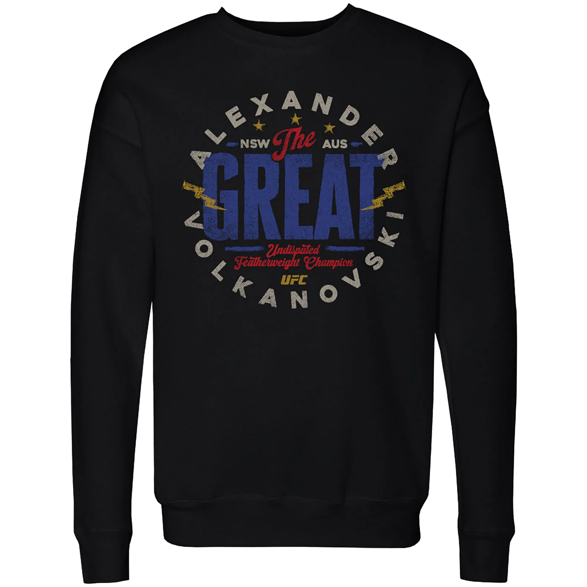 Men's 500 Level Black Alexander Volkanovski "The Great" Emblem Pullover Sweatshirt sold by UFC
