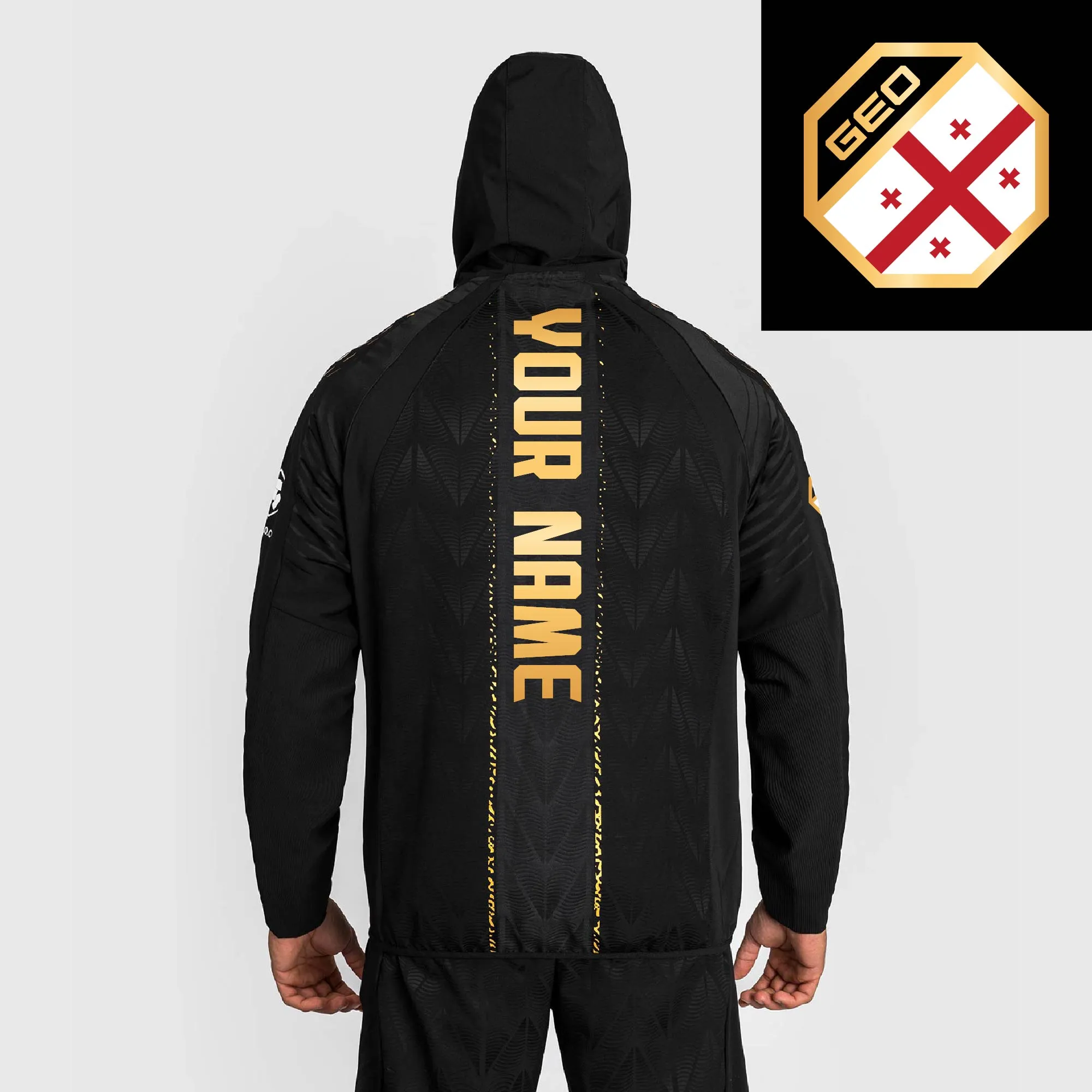 Men's UFC Zenith by Venum Black/Gold Authentic Fight Night Georgia Personalized Champion Full-Zip Walkout Hoodie sold by UFC