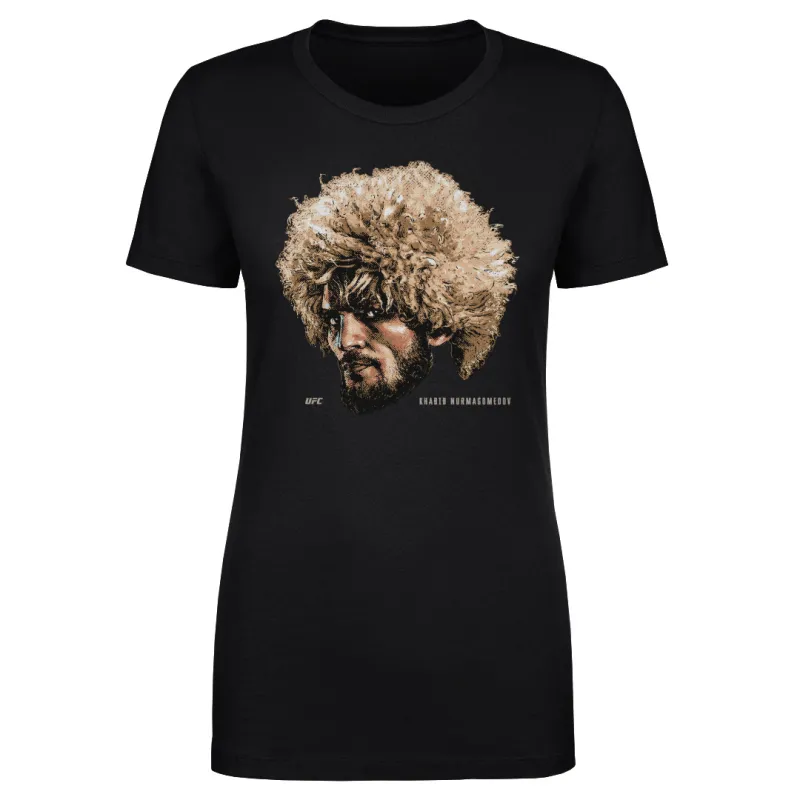 Women's 500 Level Black Khabib Nurmagomedov Portrait T-Shirt sold by UFC