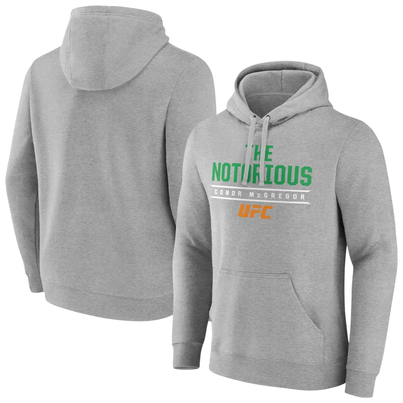 Men's Gray Conor McGregor The Notorious Pullover Hoodie made by UFC