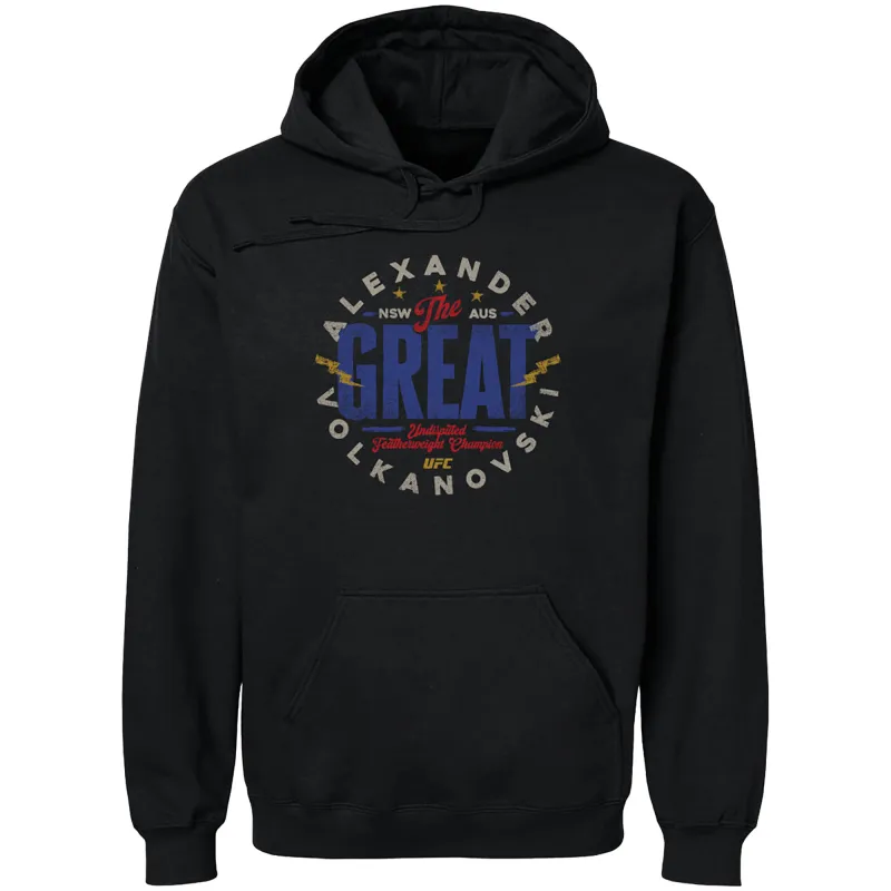 Men's 500 Level  Black Alexander Volkanovski "The Great" Emblem Pullover Hoodie sold by UFC