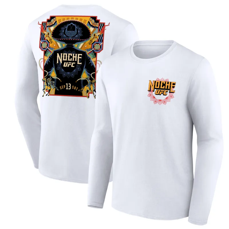 Men's White Noche UFC Long Sleeve T-Shirt made by UFC
