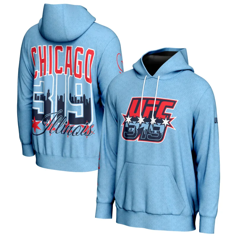 Men's ProSphere Blue UFC 319 Chicago Pullover Hoodie sold by UFC