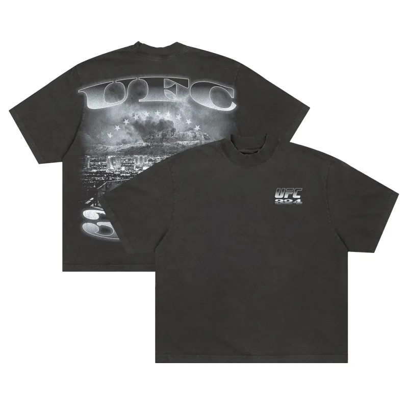 Men's  Black UFC 324 Skyline Boxy T-Shirt made by UFC