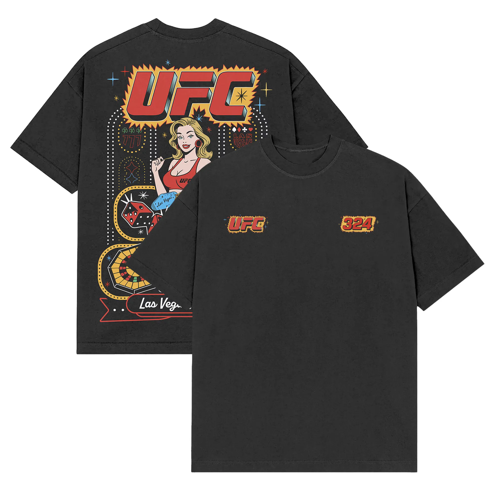 Men's Black UFC 324 Old Vegas Boxy T-Shirt sold by UFC