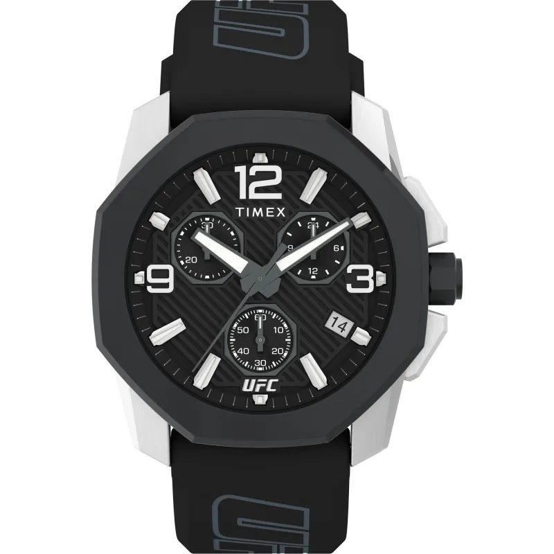 Timex Black UFC Icon Chronograph 45mm Silicone Strap Watch sold by UFC