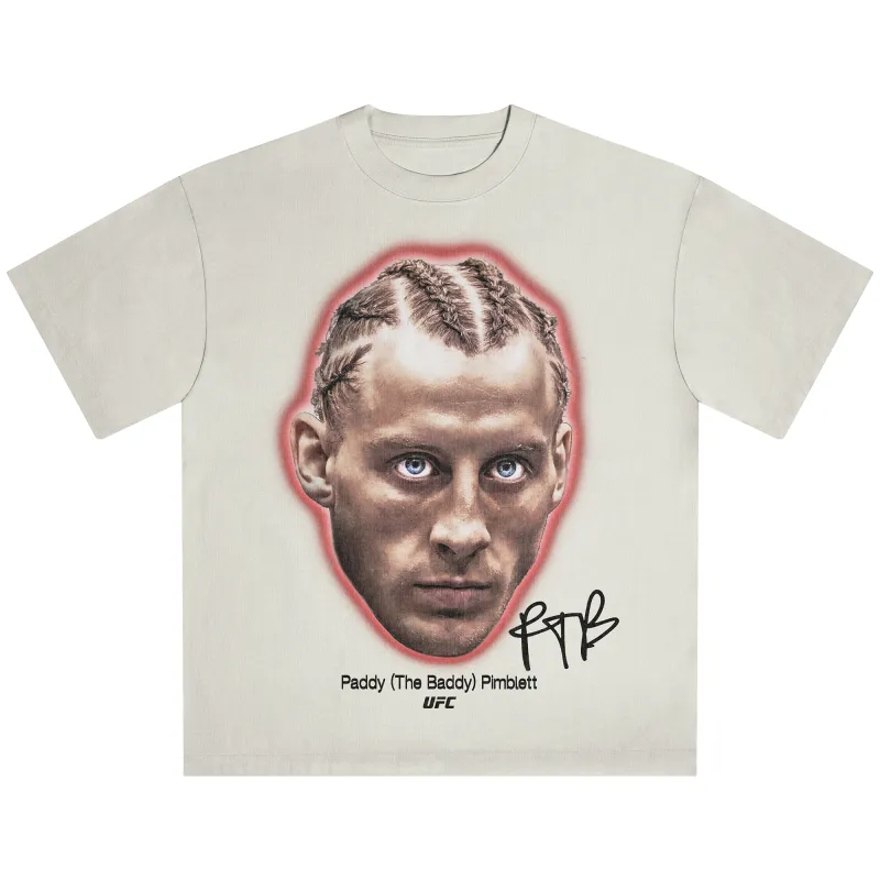 Men's Cream Paddy Pimblett Staredown T-Shirt made by UFC