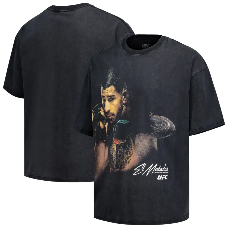 Men's Black Ilia Topuria Front And Center T-Shirt made by UFC